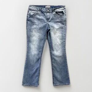 LEI‎ Jeans Junior Sz 13 Short Blue Ashley Low Rise Bootcut Flap Pockets Y2K